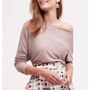 Anthropologie | Bordeaux Off the Shoulder Dolman 3/4 Sleeve Top Taupe Size Large